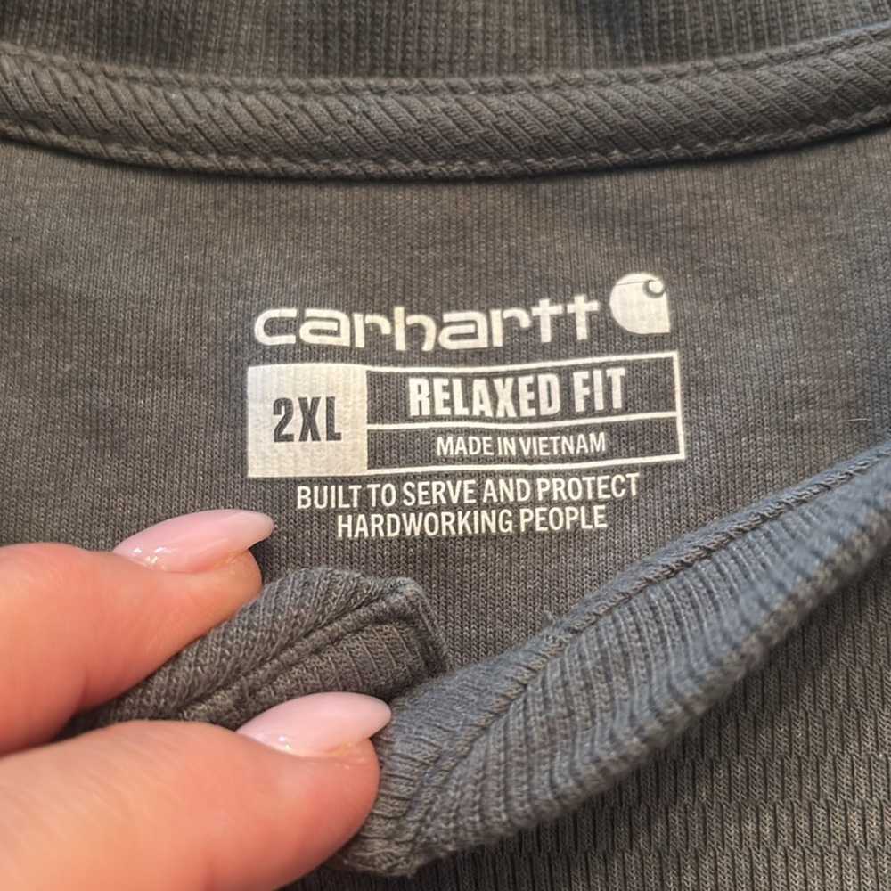 Carhartt Men's Gray Long Sleeve Snap Henley Shirt 2XL - Picture 3 of 4